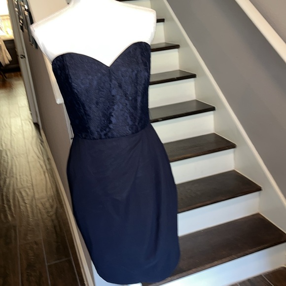 Kathryn Conover by Night. Navy Blue Strapless Cocktail Dress. Gently worn. Sz 10 - Picture 6 of 13